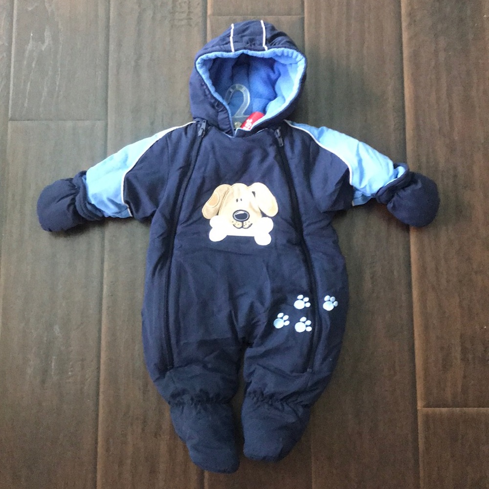 OKIE DOKIE | Blue Fleece Lined Winter Hooded Bunting Footsie